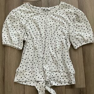 Elegant Black and White Polka Dot Blouse Size:L